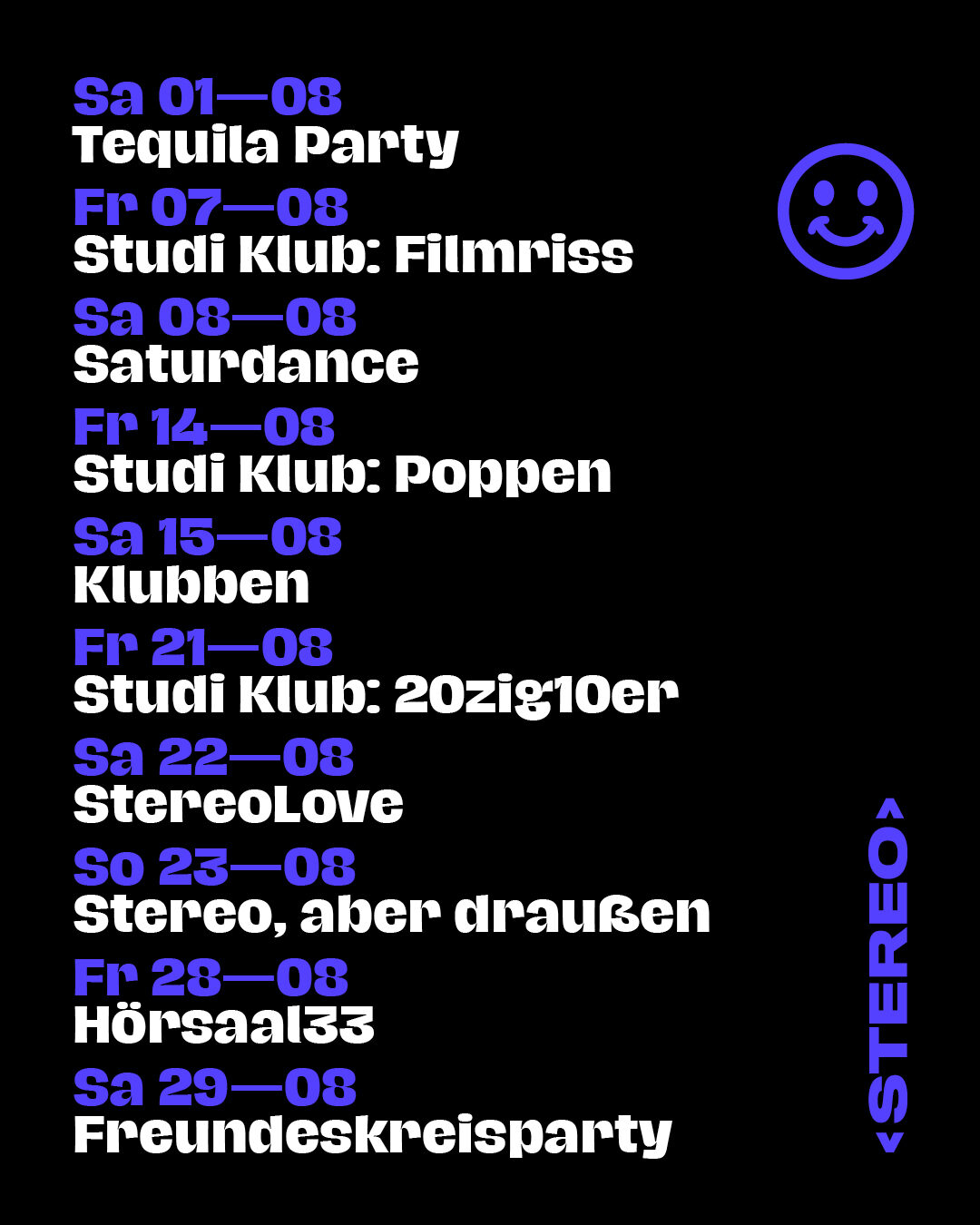 Stereo Bielefeld Programmübersicht August